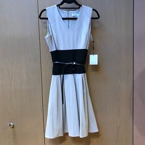 NEW!  Calvin Klein Sheath Dress.  Tan and black